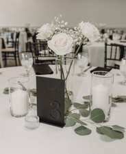 Black Matte Wedding Table Number Signs with Stand, Modern Style 1-20 