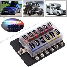 12 Way LED Circuit ATO ATC Blade Fuse Box Block Holder Auto Car Boat DC 32V