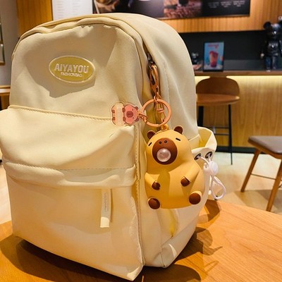 Capybara Doll Pinching Keychain Blowing Bubbles Reducing Stress Toy Bag Pendant