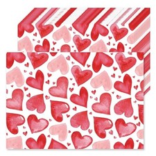 50Pcs Valentine's Day Disposable Paper Placemats - Red  Red  Pink Heart-50PCS