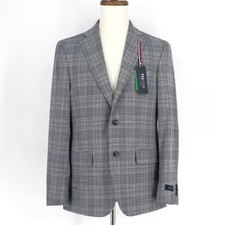Tommy Hilfiger Men's Grey/Blue Plaid Conrad Modern-Fit Suit Blazer Size 36S