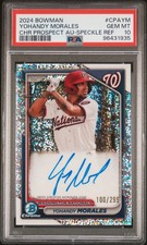 2024 Bowman Chrome Prospect Autographs Yohandy Morales Speckle Ref /299 PSA 10