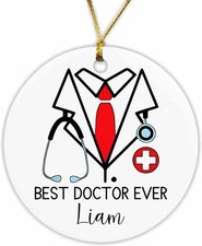 Customized Best Doctor Ever Ornaments, Personalized Choose Name Doctor Orname...