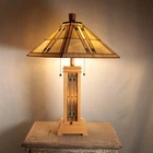 Vintage Mission Stained Glass Table Lamp Tiffany Style MCM Arts & Crafts Light