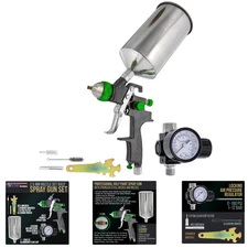 HVLP Spray Gun 2.5mm Gravity Feed Auto Paint Kit 1 Liter Aluminum Cup For