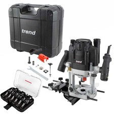 Image of Trend T8EK 1/2in Dual Mode Plunge Router 240V with 12 Piece Cutter Set & Case