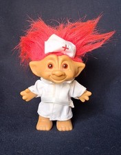 Vintage Troll Nurse Doll Red Hair White Uniform Red Cross 5" by ACE Novelty Co.
