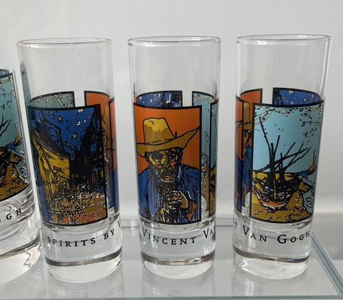 Vincent Van Gogh Art Deco Spirits Barware Glass Tumblers & Shot Glasses Set of 6 - Picture 5 of 6