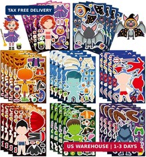 24 Sheets Halloween Stickers for Kids, Make a Face and Dress Up Stickers