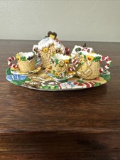 Vintage Miniature Christmas Tea Set Resin Gingerbread Man Mini