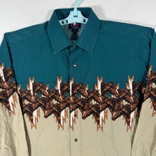 Vintage Panhandle Slim Shirt Mens Large Pearl Snap Western Horse Aztec Cowboy