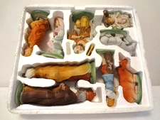 BRINN'S NATIVITY SET Porcelain CHRISTMAS Manger Scene 9 PIECE Styrofoam DAX-25.7