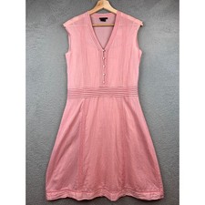 Theory Pink Sleeveless V Neck Button Front Midi Dress Size 6