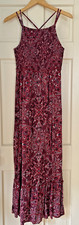 Knox Rose Maxi Sundress SM Red White Blue Smocked Hippie Boho Festival Bandana