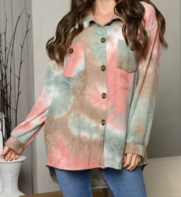 Fantastic Fawn Bleach Dye Oversized Shacket 