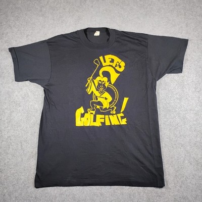 Vintage Screen Stars Lets Golfing Tokyo Japan T-Shirt Men XL Black Single Stitch