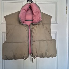 Zara Reversible Cropped Padded Gilet Body Warmer. Size M. Pink Beige