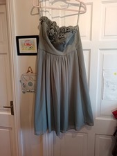 Debut debenhams sage green chiffon strapless dress UK 14