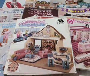 Vintage Plastic Canvas Fashion Doll Pattern Lot/9-Pageant-Condo-La Boutique +