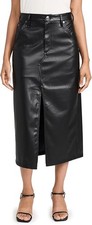 rag and bone Women's Sid Faux Leather Midi Skirt Black Size 25
