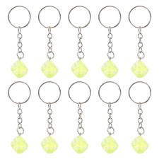 10Pcs Resin Lucky Dice Keychain Charm Keyrings with Pendants, Yellow