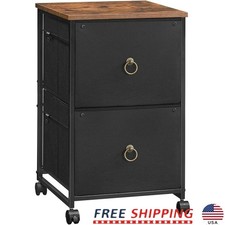 2 Drawer File Cabinet Rolling Office Storage Unit Vintage Style Mobile Organizer