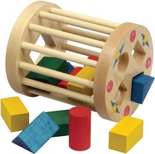 Shape Sorter Round Cage with 3 Each of 4 Colored Shapes- Made in USA