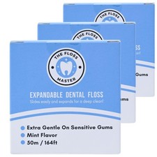 Expandable Dental Floss 3 Pack I Plastic-Free Dispenser I 50 Meter / 164 feet...