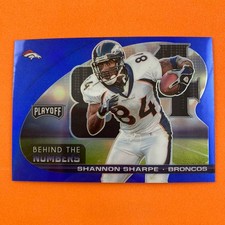 Shannon Sharpe 2021 Panini Playoff Behind the Numbers Blue Prizm Denver Broncos