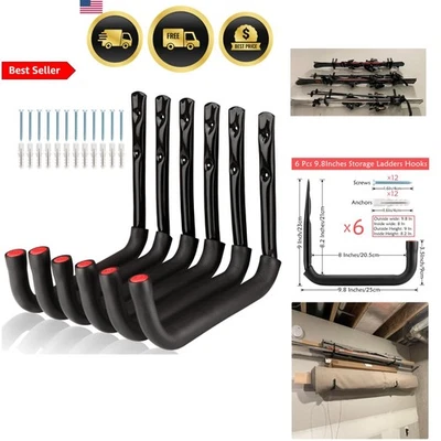 Garage Storage Hooks Heavy Duty 6 Pack Wall Mount Ladder Hangers Organizer