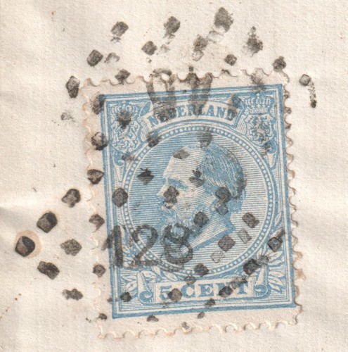 Netherlands 1876 letter rare ! 2 different DOT CANCEL PUNTSTEMPEL on 1 stamp