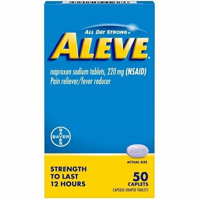Aleve Pain Relief Fever Reducer Caplets 50 Count expires 01/28