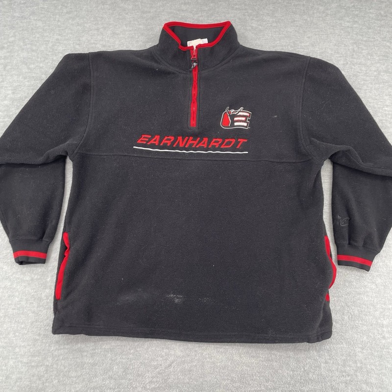 Vintage Dale Earnhardt Fleece Jacket Adult Large Black 1/4 Zip Nascar Racing