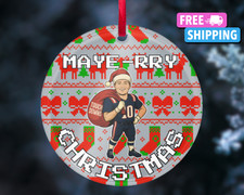 Patriots Drake Maye Christmas Ornament Ugly Christmas Sweater Style New England
