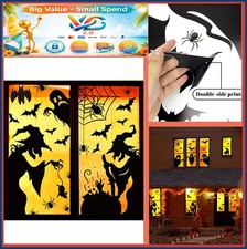 Halloween Window Clings 44Pcs Witch Silhouette Decorations Double Sided
