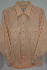 Vintage 90s NEW Mesquite Mens Peach Western Cowboy Snap Shirt 16-33 Made in USA