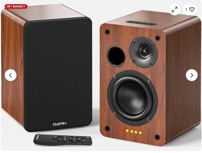 Saiyin 40 W x 2 Bluetooth Regallautsprecher mit 4 Zoll Tieftöner PC/TV kompatibel