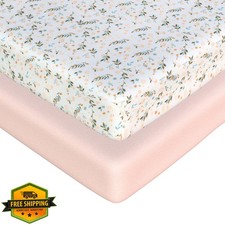 MY LITTLE ZONE Crib Sheets Pink Floral Pack Play