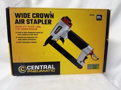 Central Pneumatic 20 Gauge Wide Crown Air Stapler Model 64155 Pneumatic NIB