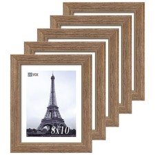 VCK 8x10 Picture Frame 5 Pack - Brown Walnut, Natural Textured Solid Wood Fra...