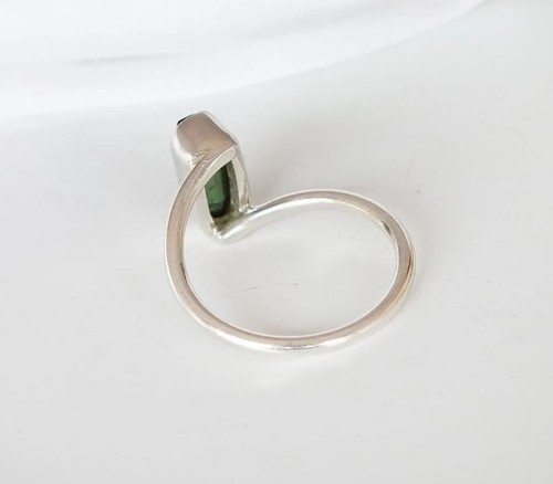 Natural Green Raw Tourmaline Gemstone Handmade 925 Sterling Silver Ring, Gift - Picture 10 of 10