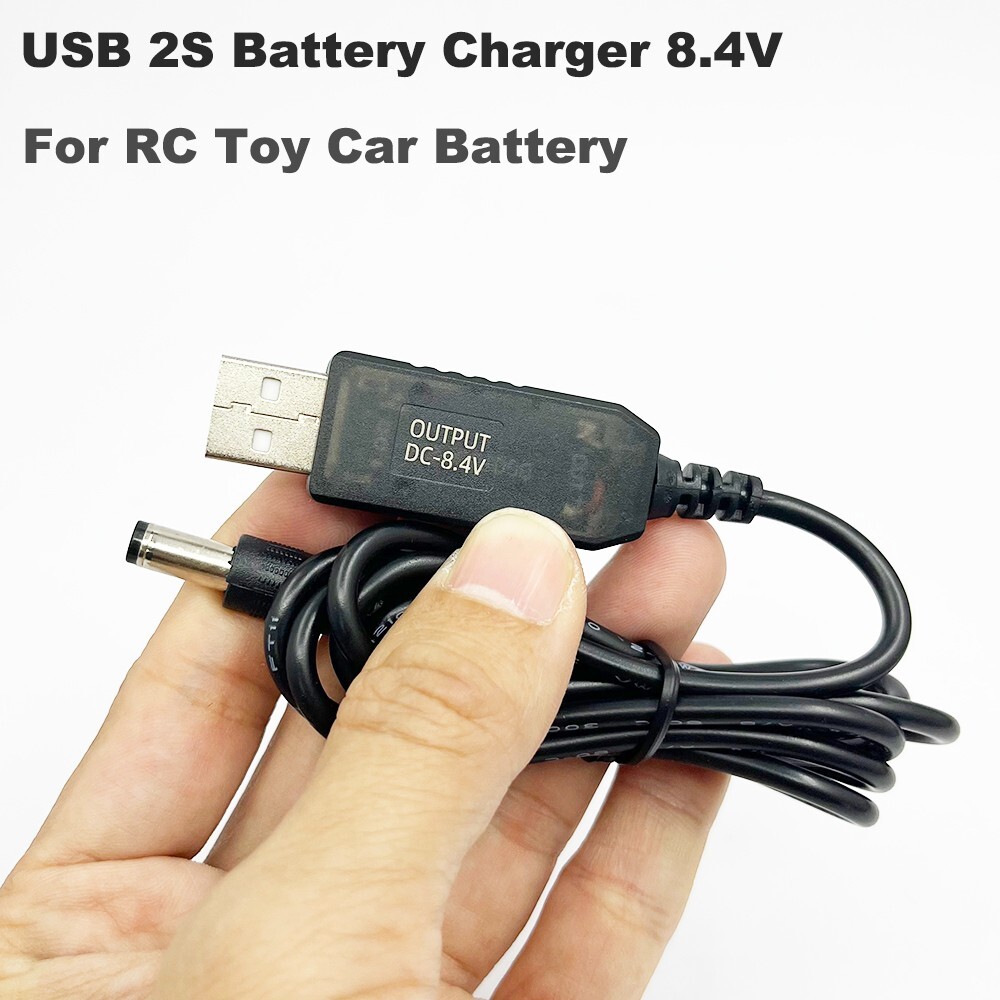 7.4V 2S LiPo RC Battery Charger - USB Cable Charger With 8.4V DC Output For Toy Cars