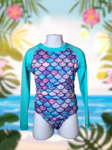 Girls' Mermaid Print Bathing Suit 2-Pcs Swim Wear Set | Size 6-14 - Picture 6 of 12