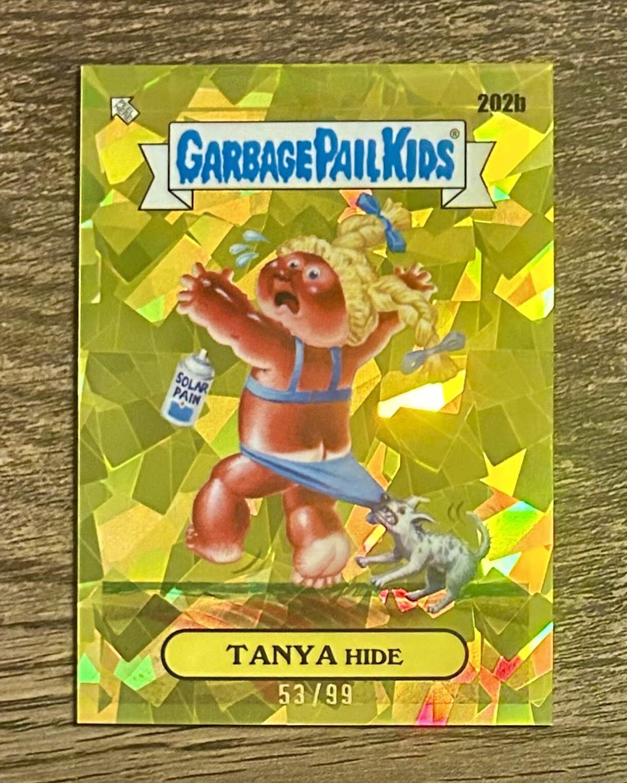 2022 Topps Garbage Pail Kids Sapphire Edition Yellow #202b Tanya Hide front