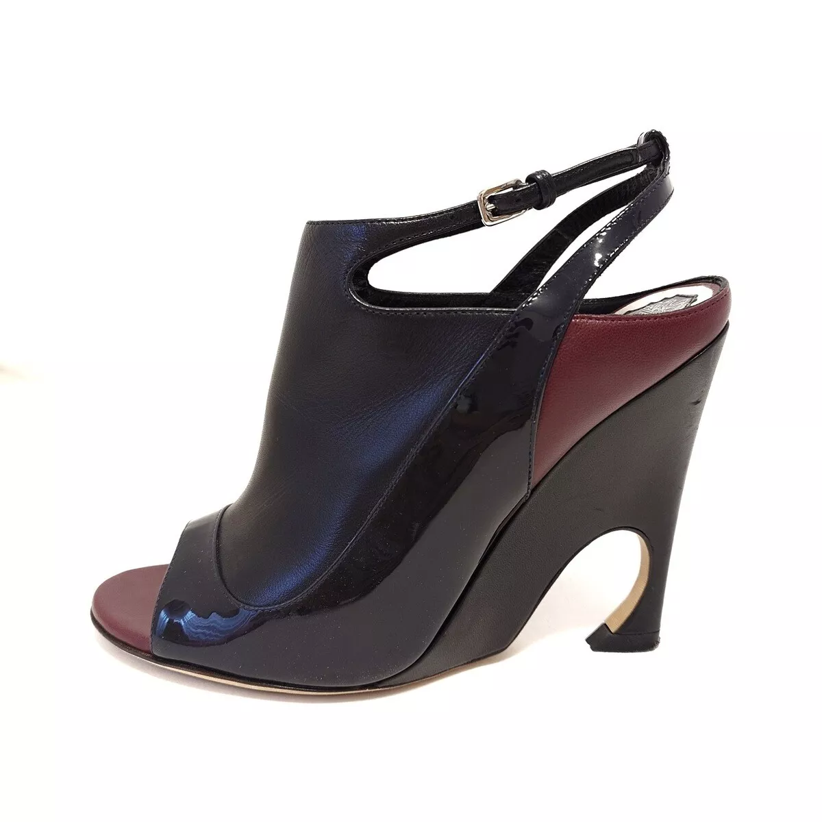 Auth DIOR/ChristianDior   Sandales femme cuir verni bordeaux noir