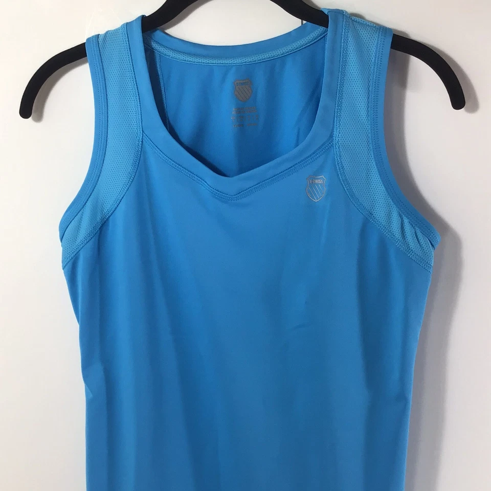 Camiseta sin mangas K-Swiss para mujer pequeña azul ventilada tenis fitness yoga correr Foto 2 de 4