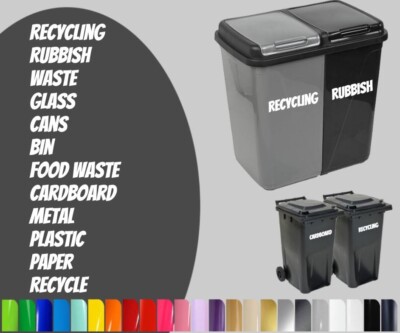 Recycling / Mülleimer Küche Tonne personalisierte Vinyl Aufkleber Etiketten