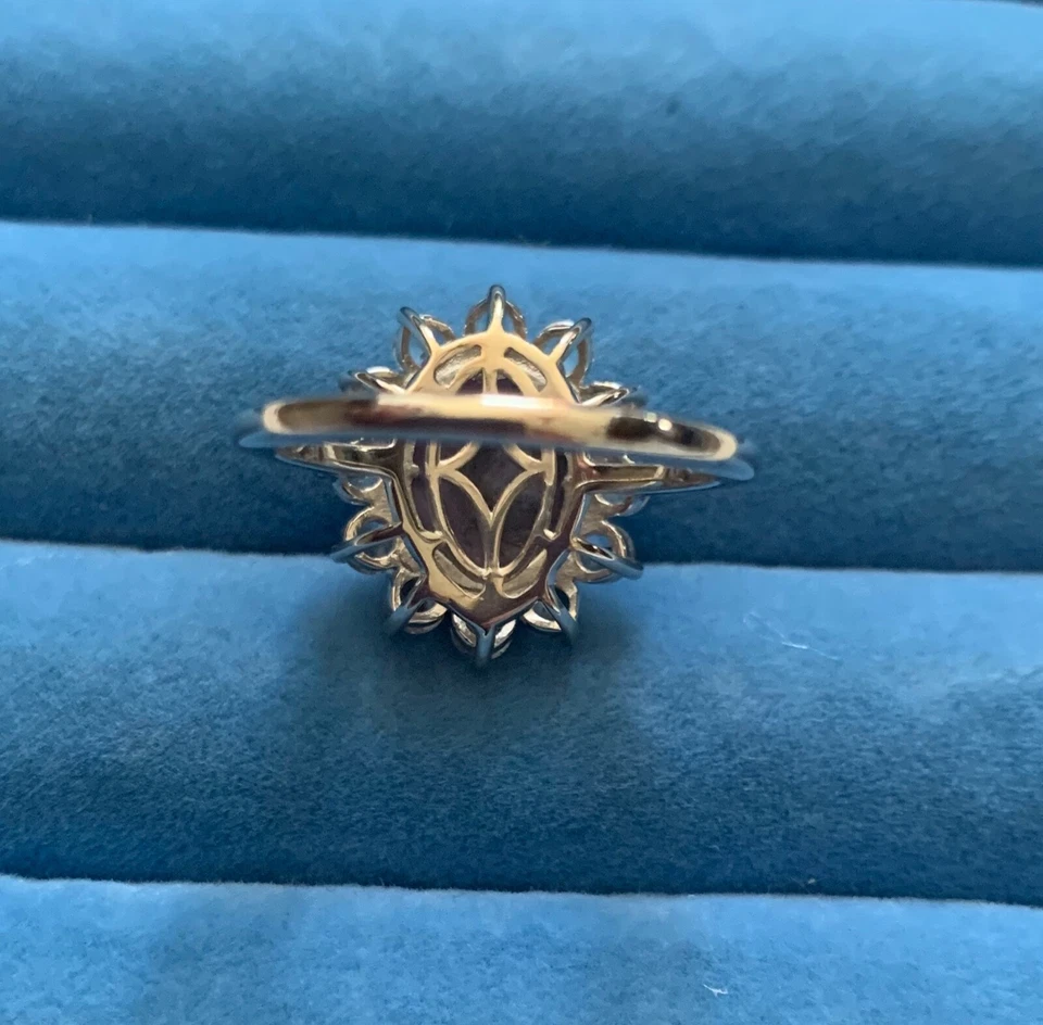 Indian Star Ruby, White Topaz Halo Ring in Platinum Over Sterling - Size 8 - Image 2 of 4