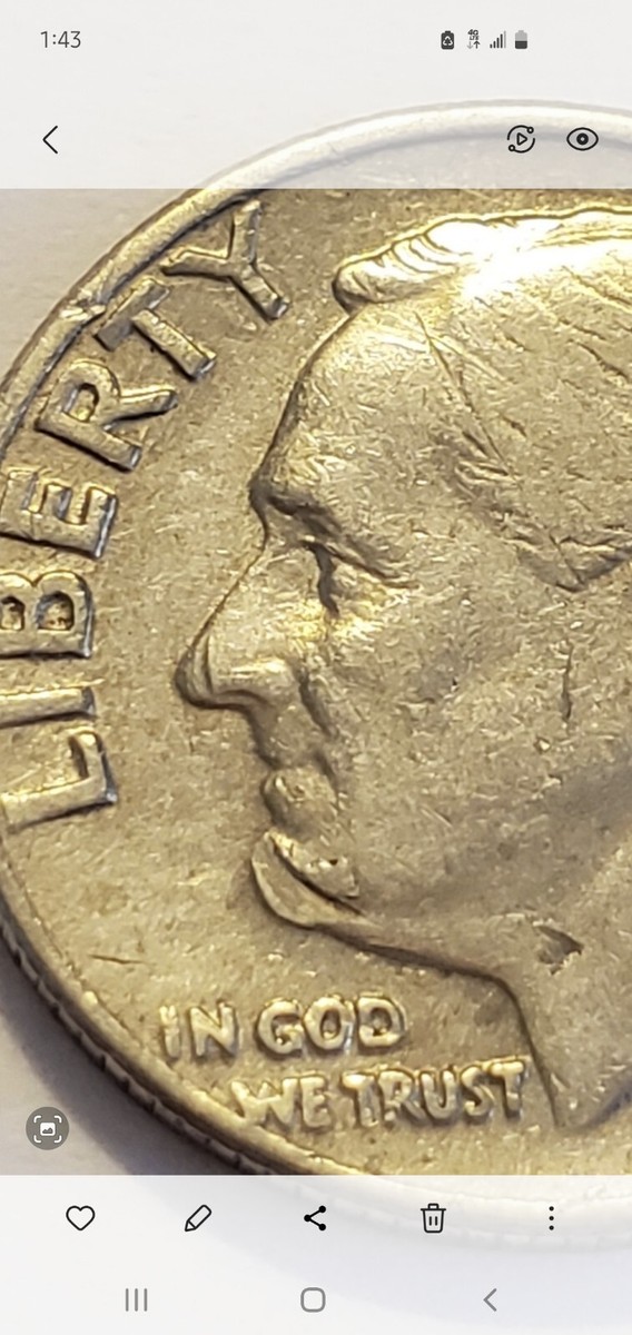 1966 Roosevelt Dime - No Mint Mark - Circulated w Error on