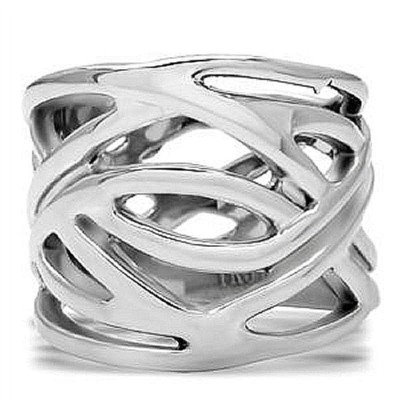 Geometric Crisscross Stainless Steel Ring Open Design Band Silver-tone 